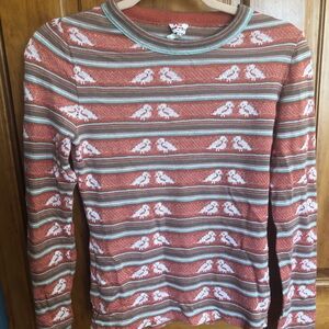 Striped Bird Pattern Sweater